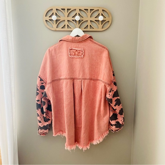 POL Cow Print Button Up Jacket Red/Black Sz Medium - Picture 6 of 8